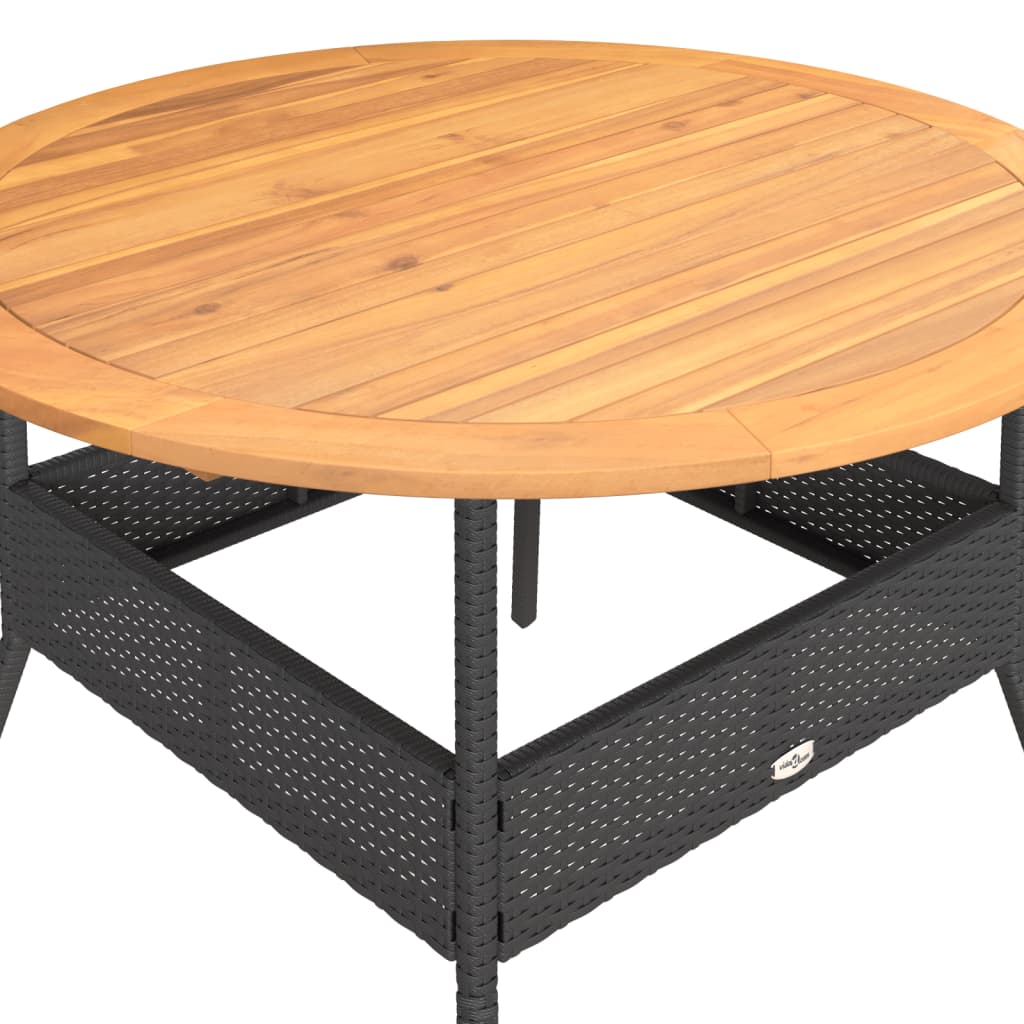 Tuintafel met acaciahouten blad ø˜110x71 cm poly rattan zwart