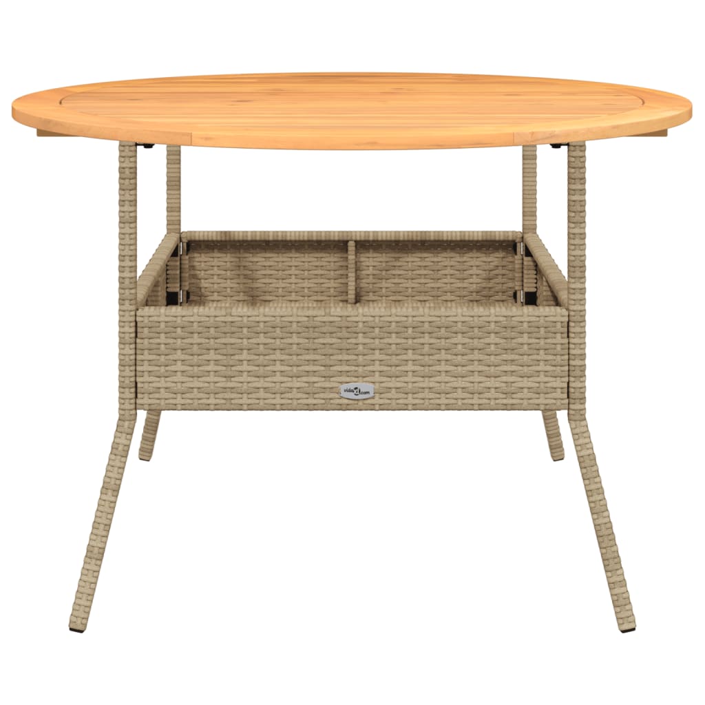 Tuintafel met acaciahouten blad ø˜110x71 cm poly rattan beige