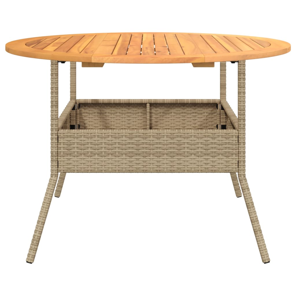 Tuintafel met acaciahouten blad ø˜110x71 cm poly rattan beige