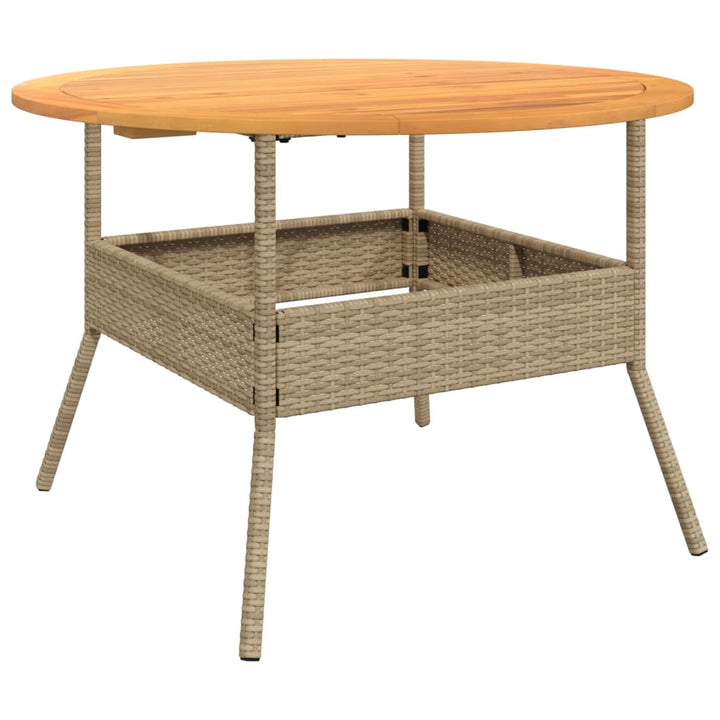 Tuintafel met acaciahouten blad ø˜110x71 cm poly rattan beige