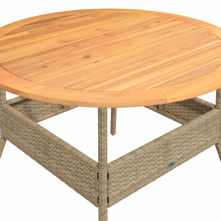 Tuintafel met acaciahouten blad ø˜110x71 cm poly rattan beige