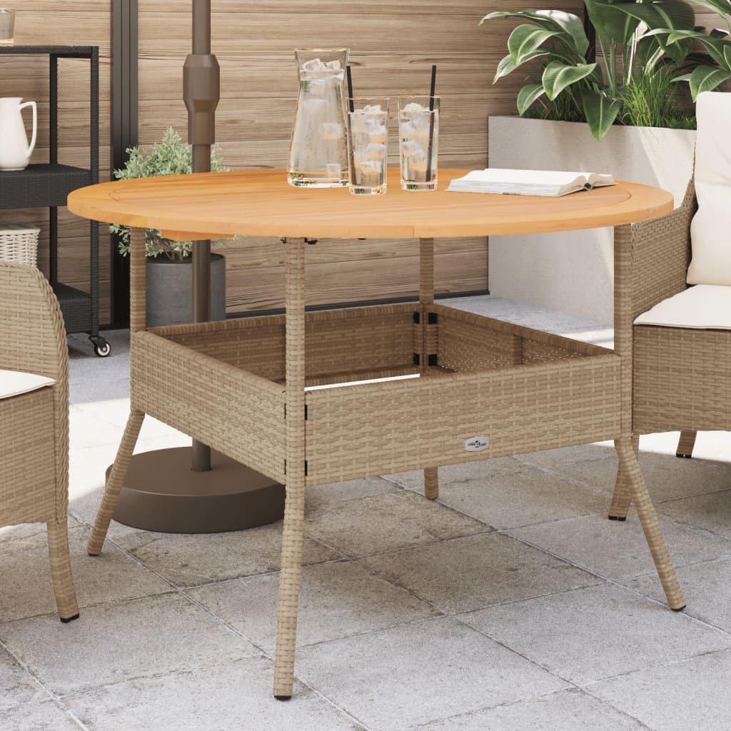 Tuintafel met acaciahouten blad ø˜110x71 cm poly rattan beige