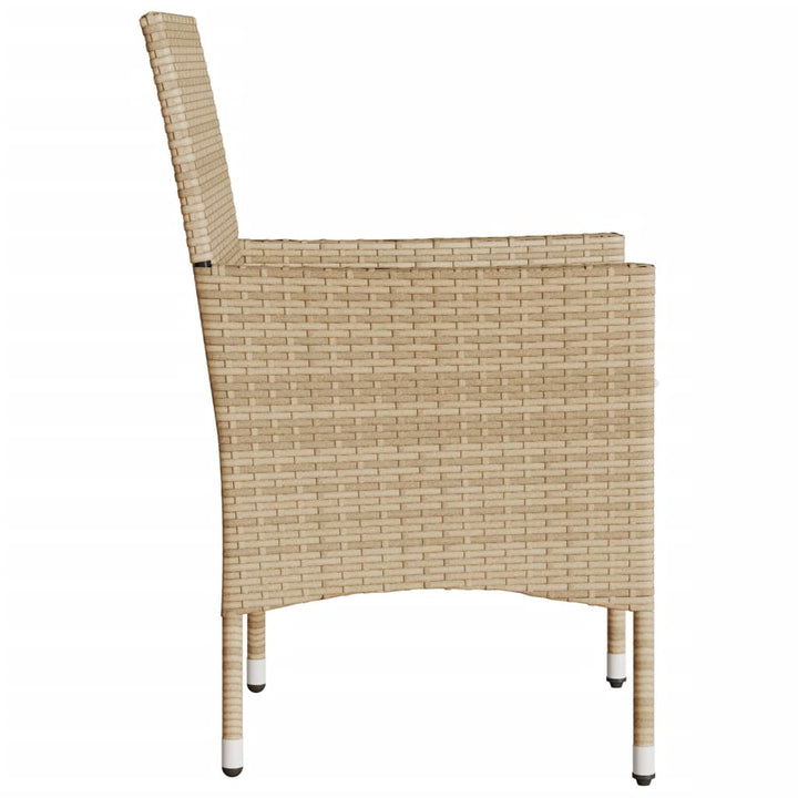 Tuinstoelen 2 st met kussens poly rattan beige