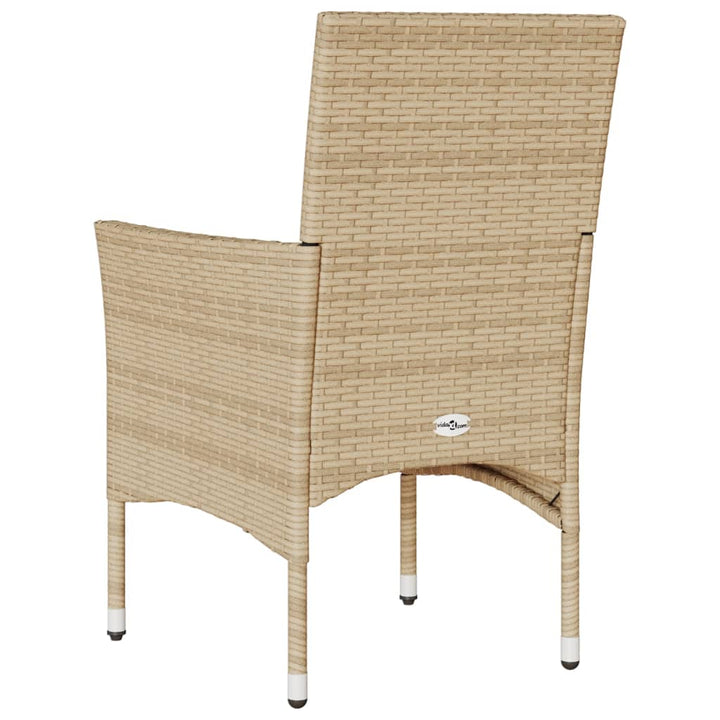 Tuinstoelen 2 st met kussens poly rattan beige