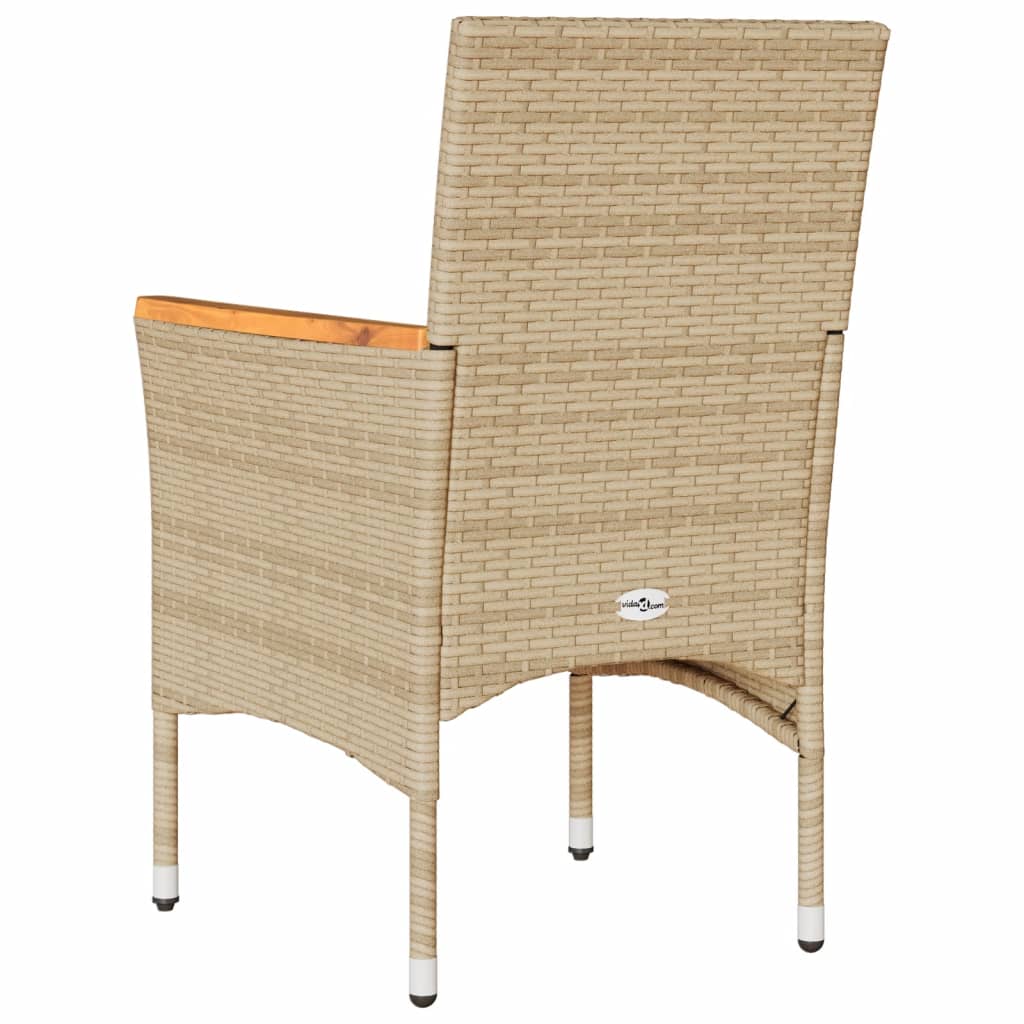 Tuinstoelen 2 st met kussens poly rattan beige