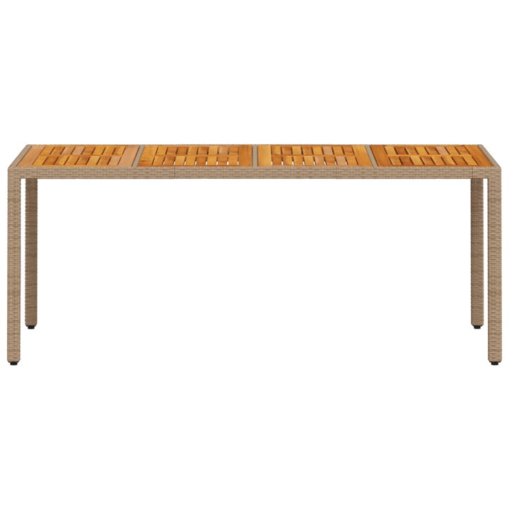 Tuintafel 190x90x75 cm poly rattan en acaciahout beige