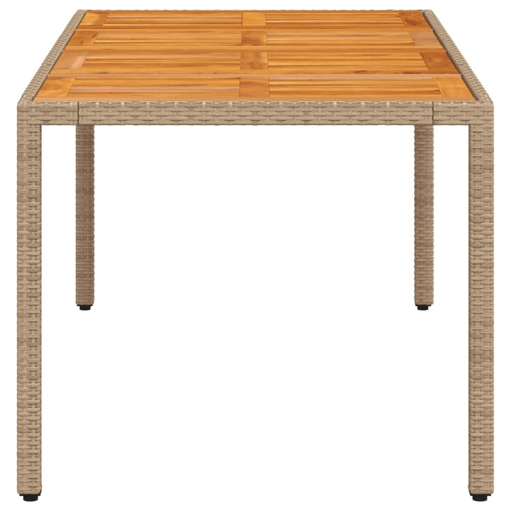 Tuintafel 190x90x75 cm poly rattan en acaciahout beige