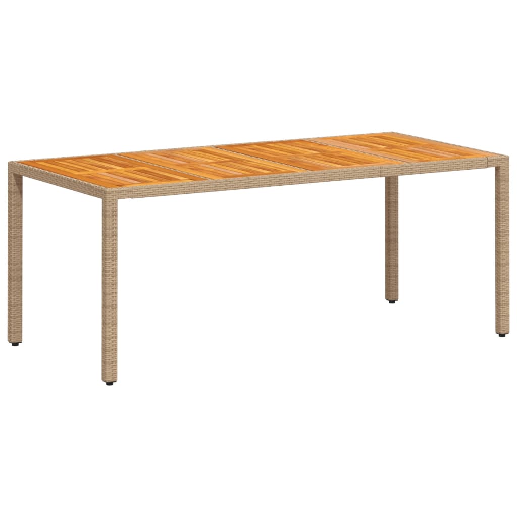 Tuintafel 190x90x75 cm poly rattan en acaciahout beige