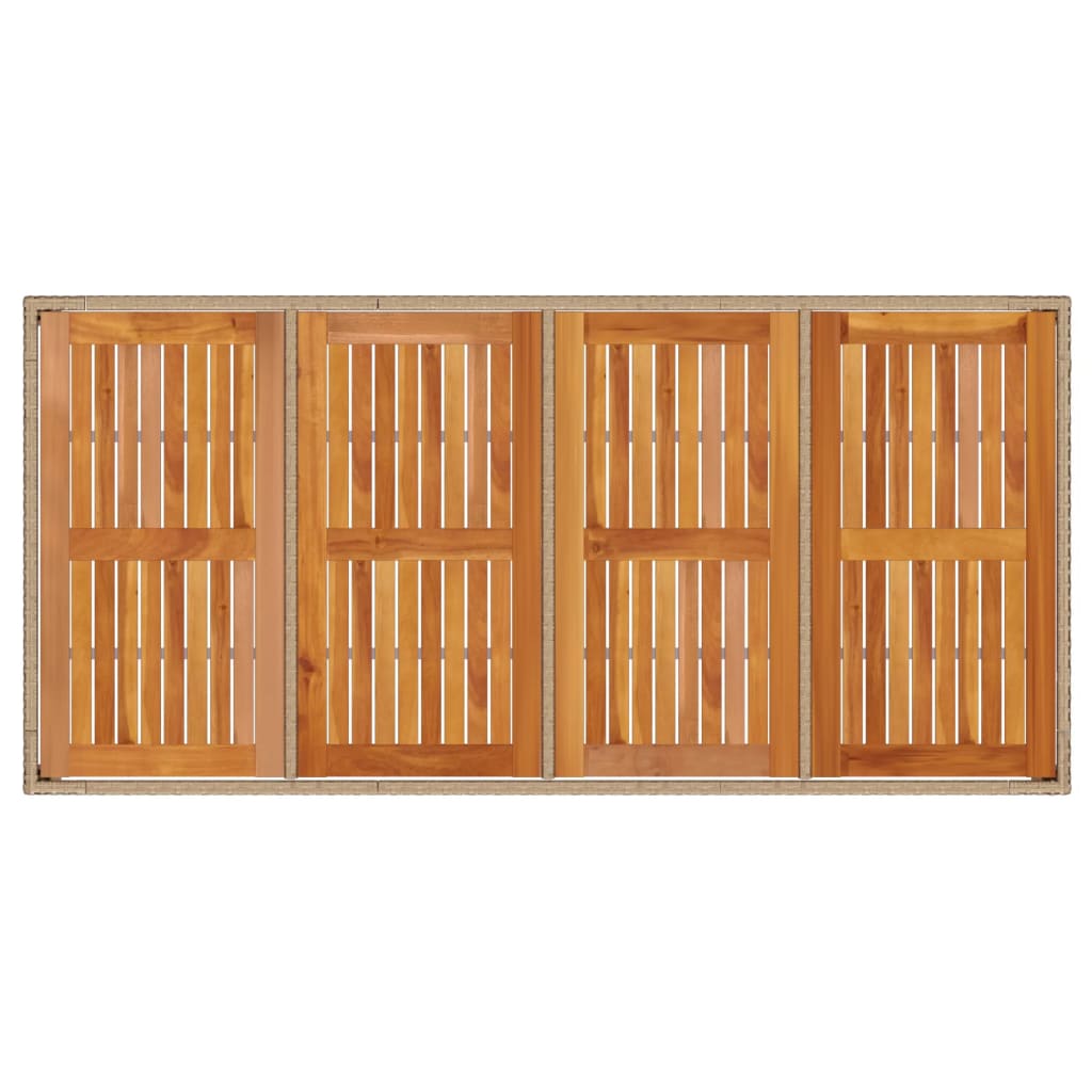 Tuintafel 190x90x75 cm poly rattan en acaciahout beige