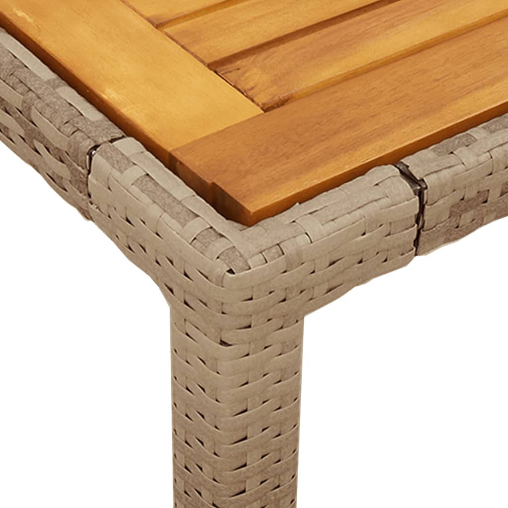 Tuintafel 190x90x75 cm poly rattan en acaciahout beige