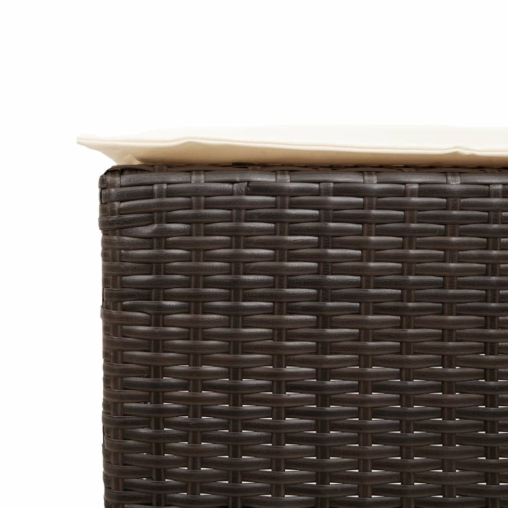 Tuinbarkrukken 2 st met kussens poly rattan bruin