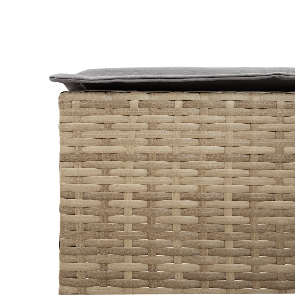 Tuinbarkruk 2 st met kussens poly rattan beige