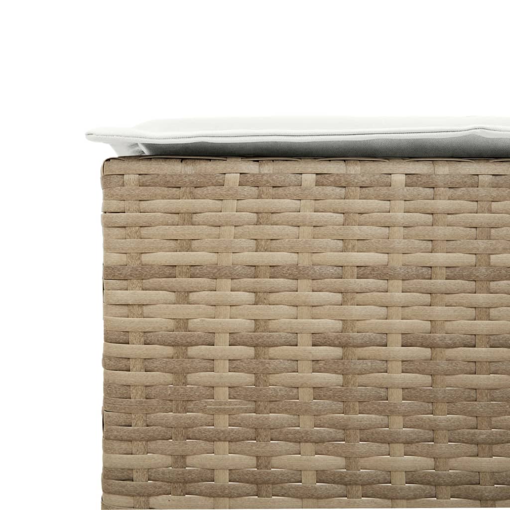 Tuinbarkrukken 2 st met kussens poly rattan beige