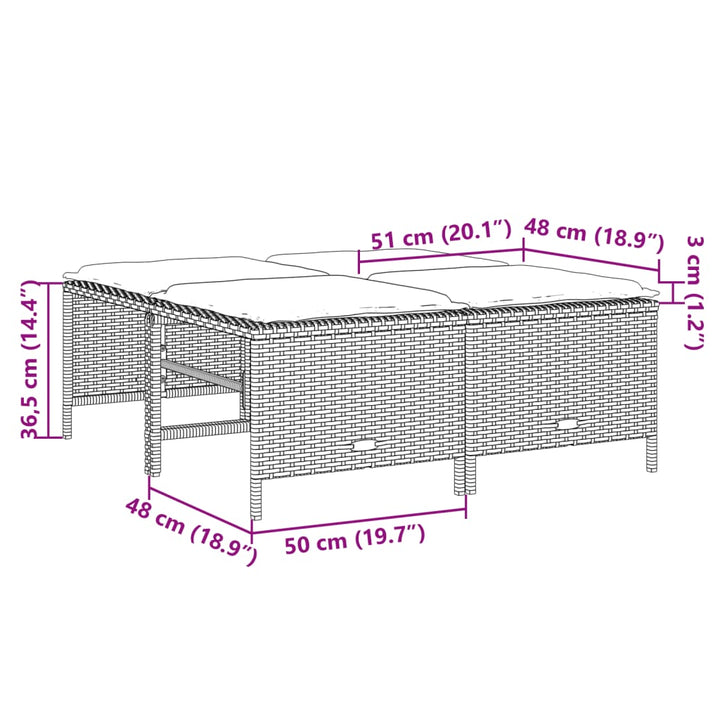 Tuinkrukken met kussens 4 st poly rattan zwart