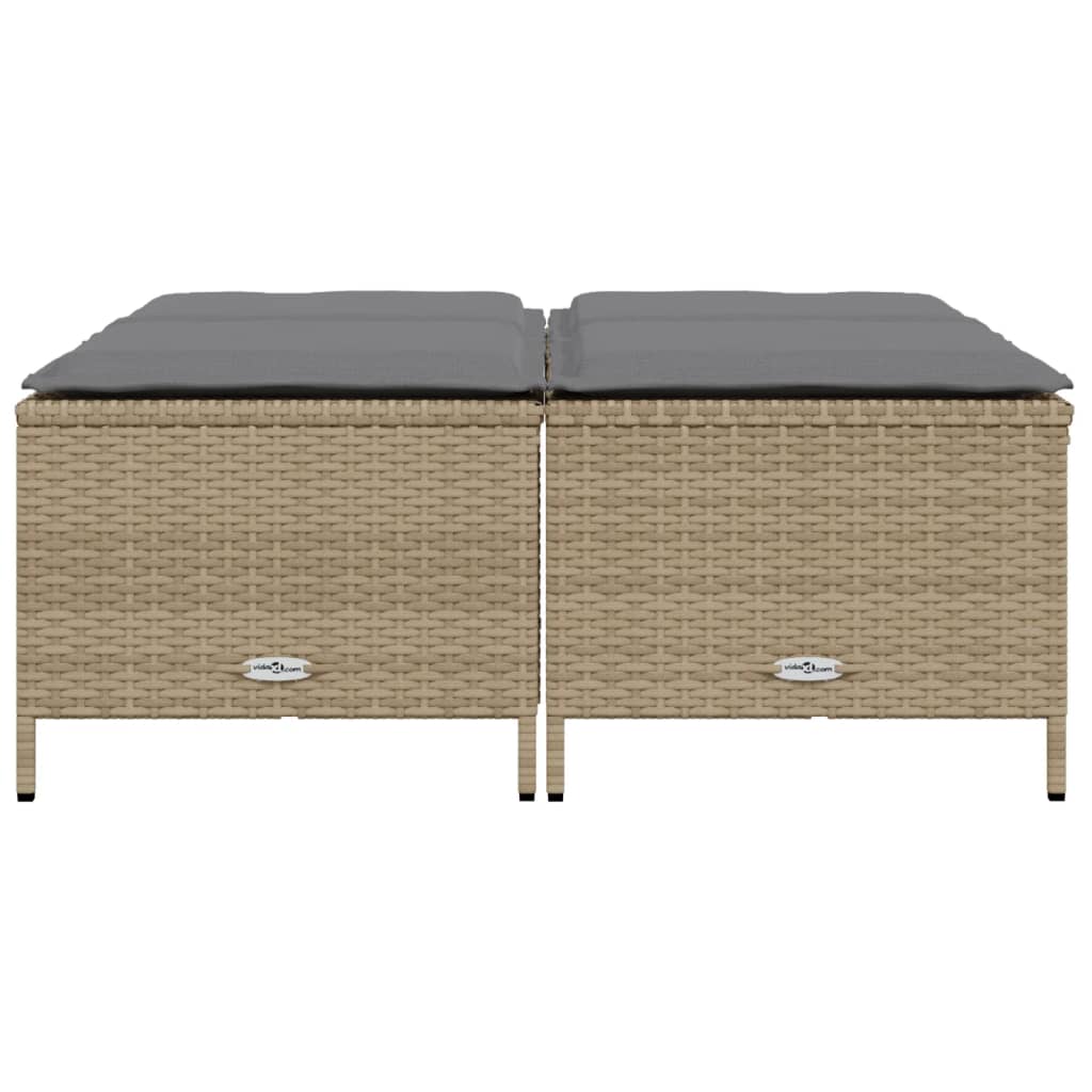 Tuinkrukken met kussens 4 st poly rattan beige