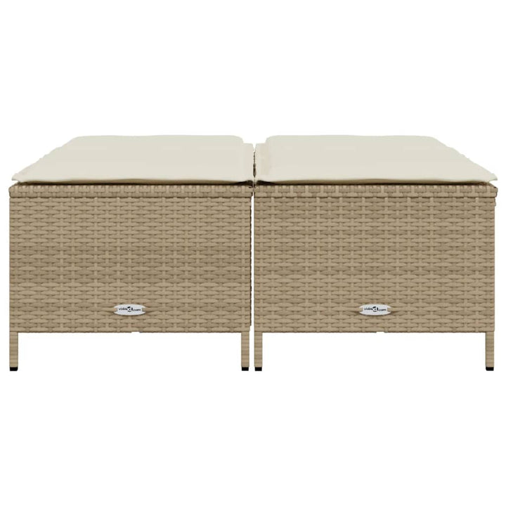 Tuinkrukken met kussens 4 st poly rattan beige