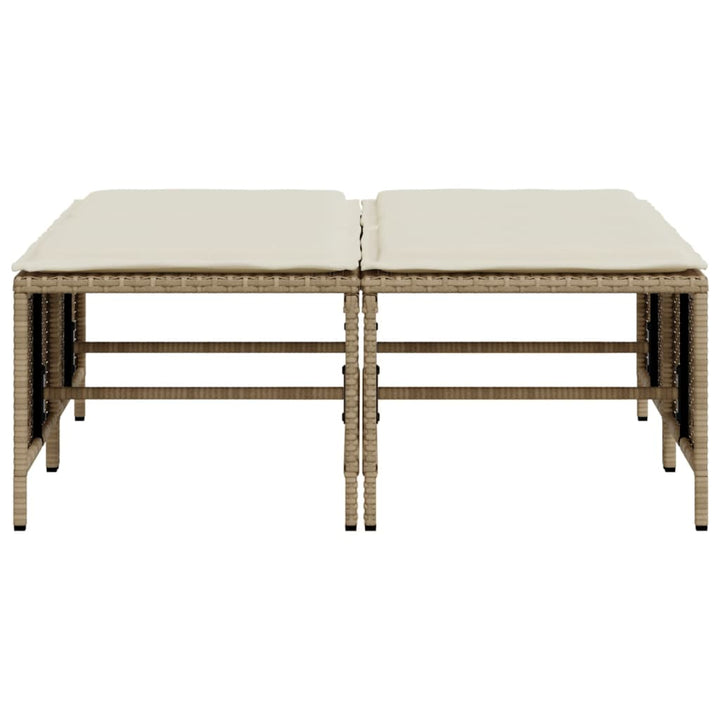 Tuinkrukken met kussens 4 st poly rattan beige