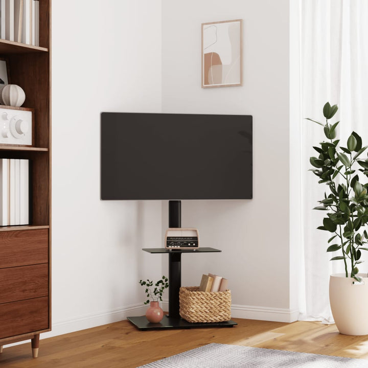 Tv-standaard hoekmodel 2-laags voor 32-65 inch zwart