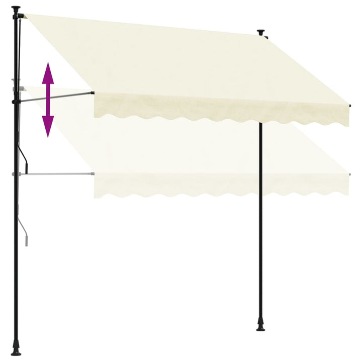 Luifel uittrekbaar 250x150 cm stof en staal crèmekleurig