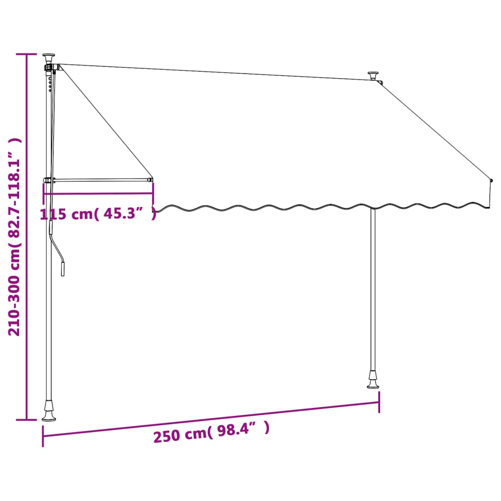 Luifel uittrekbaar 250x150 cm stof en staal crèmekleurig