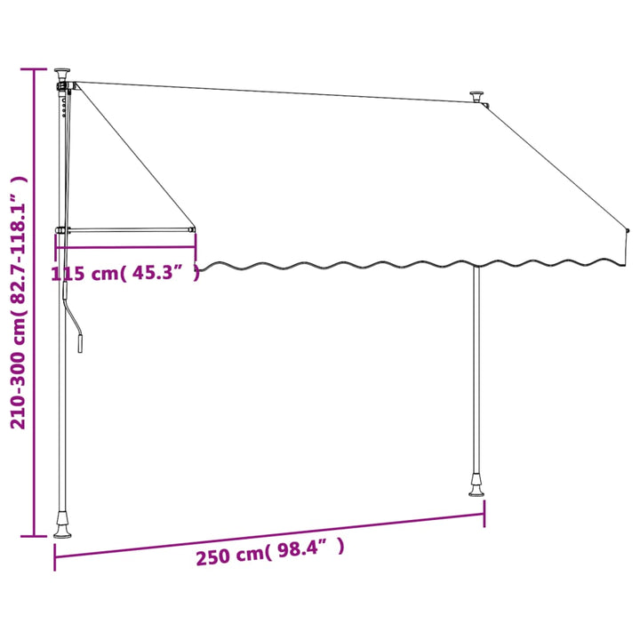 Luifel uittrekbaar 250x150 cm stof en staal crèmekleurig