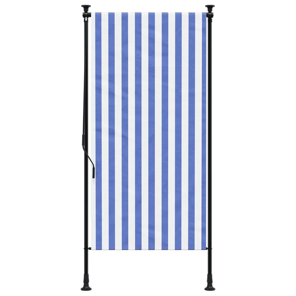 Rolgordijn voor buiten 100x270 cm stof en staal blauw en wit