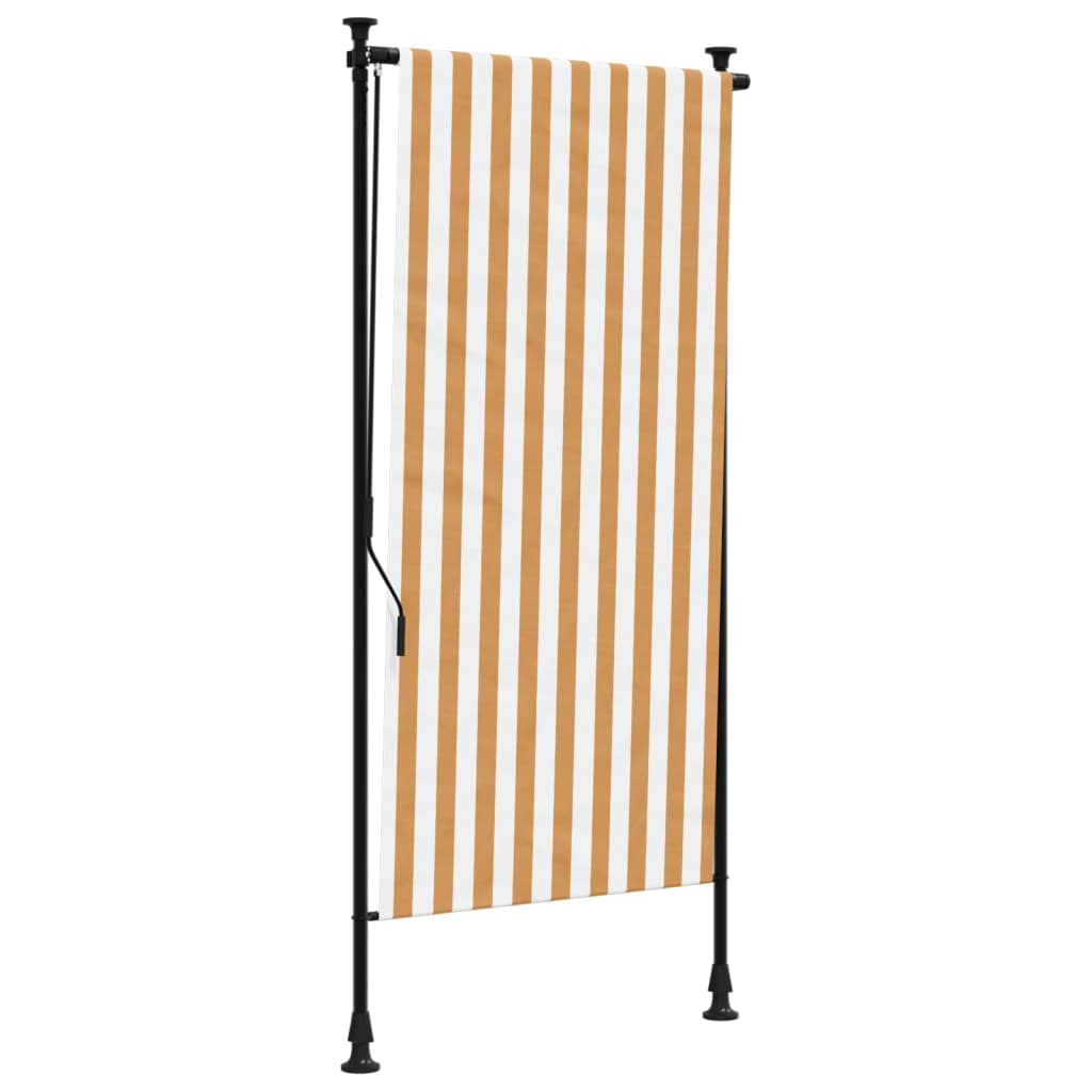 Rolgordijn voor buiten 100x270 cm stof en staal oranje en wit