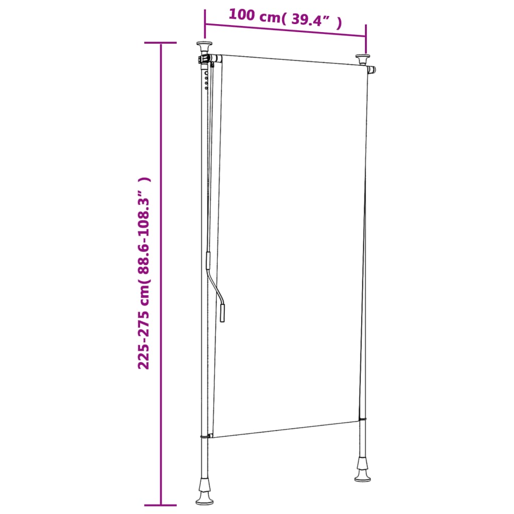 Rolgordijn voor buiten 100x270 cm stof en staal oranje en wit