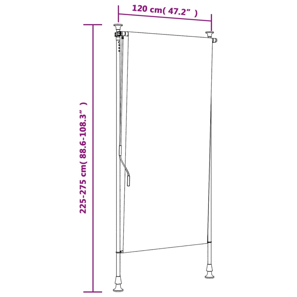 Rolgordijn voor buiten 120x270 cm stof en staal oranje en wit