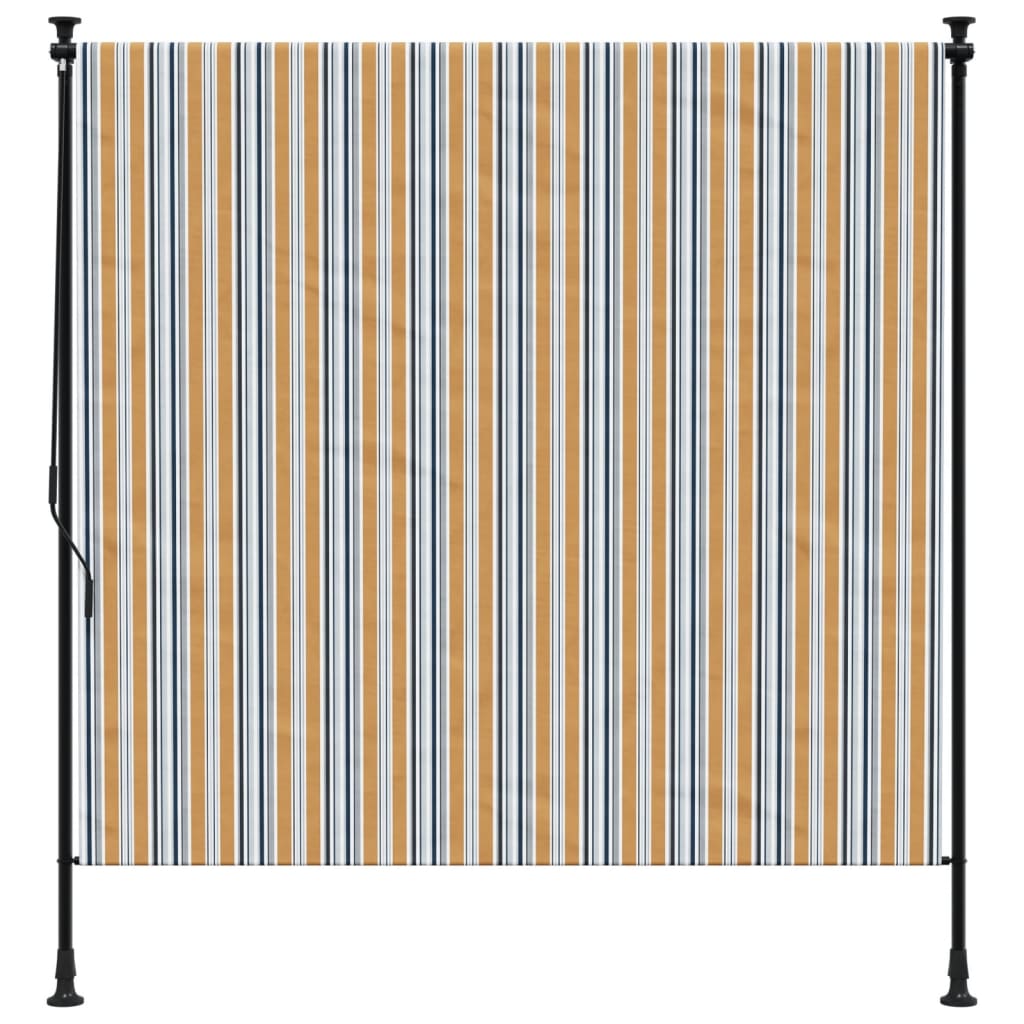 Rolgordijn voor buiten 150x270 cm stof en staal geel en wit