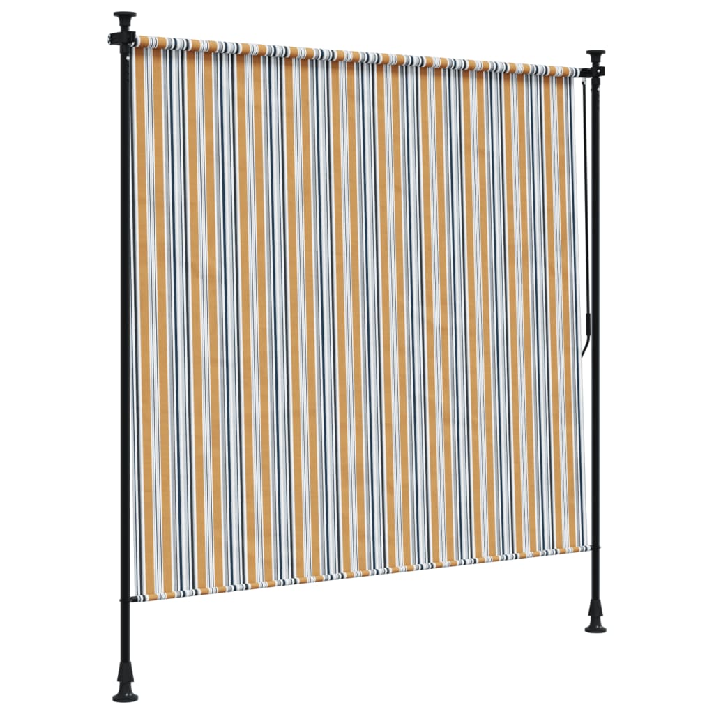 Rolgordijn voor buiten 150x270 cm stof en staal geel en wit