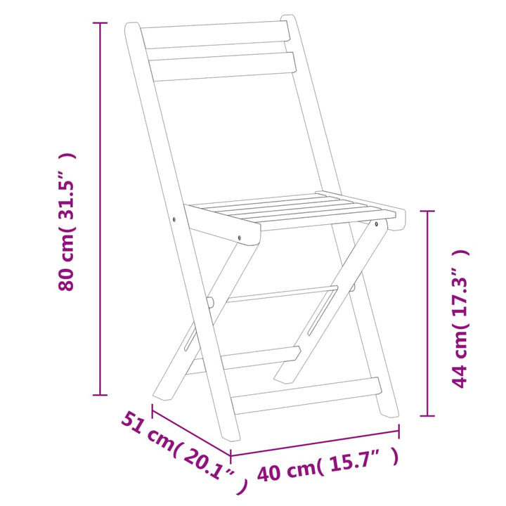 Bistrostoelen 4 st inklapbaar massief acaciahout