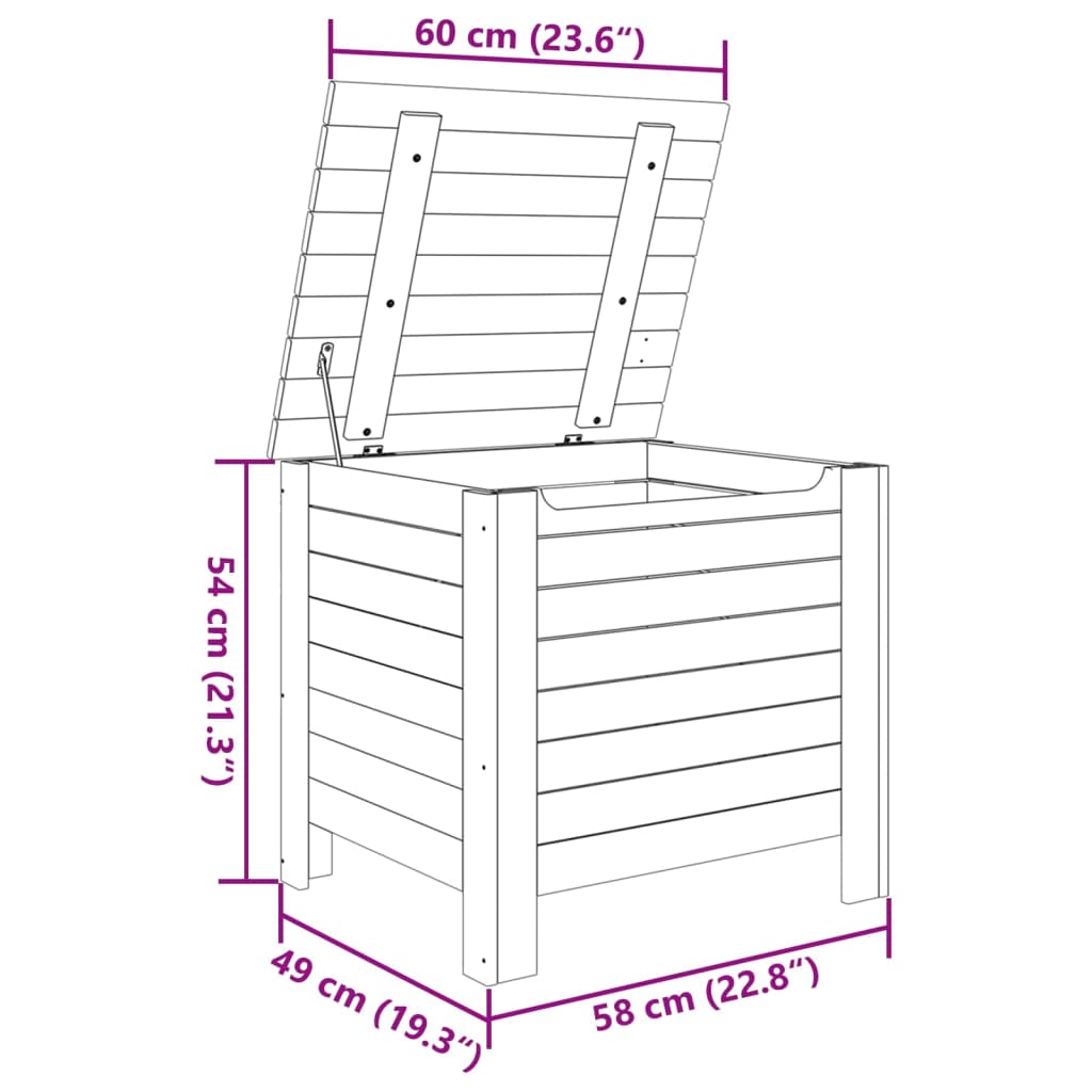 Opbergbox met deksel RANA 60x49x54 cm massief grenenhout