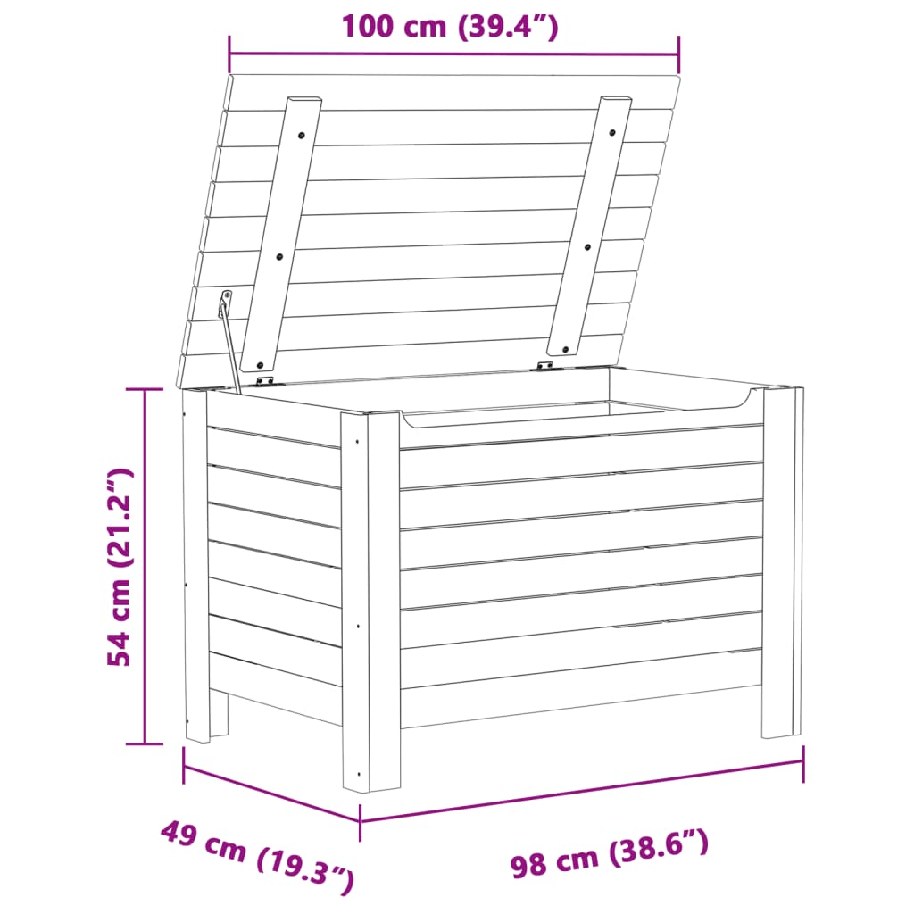 Opbergbox met deksel RANA 100x49x54 cm massief grenenhout