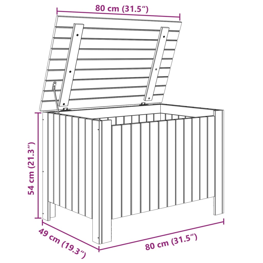 Opbergbox met deksel RANA 80x49x54 cm massief grenenhout