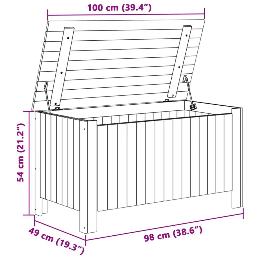 Opbergbox met deksel RANA 100x49x54 cm massief grenenhout