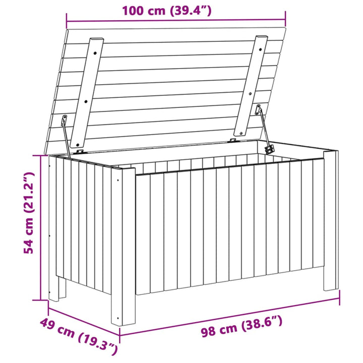 Opbergbox met deksel RANA 100x49x54 cm massief grenenhout