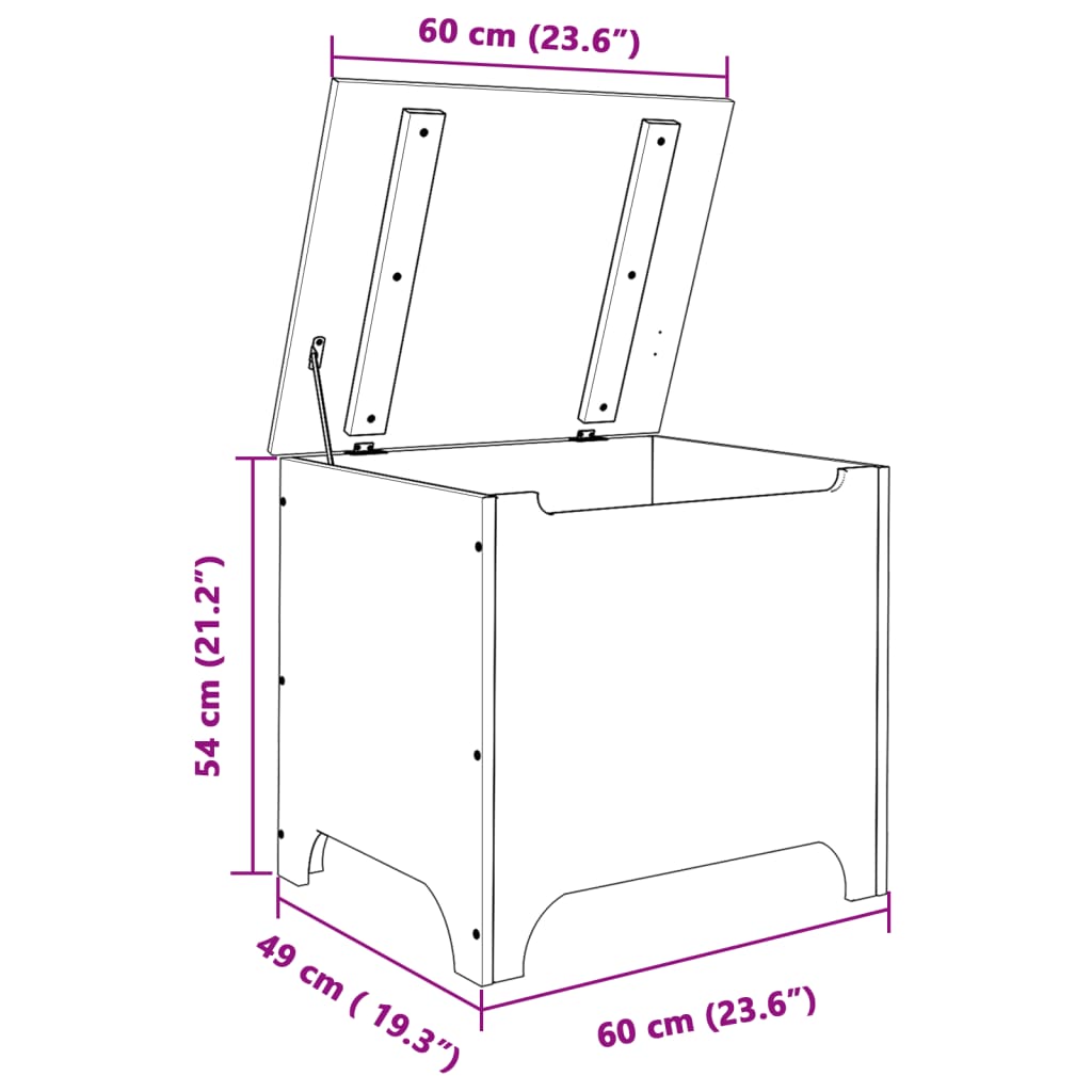 Opbergbox met deksel RANA 60x49x54 cm massief grenenhout