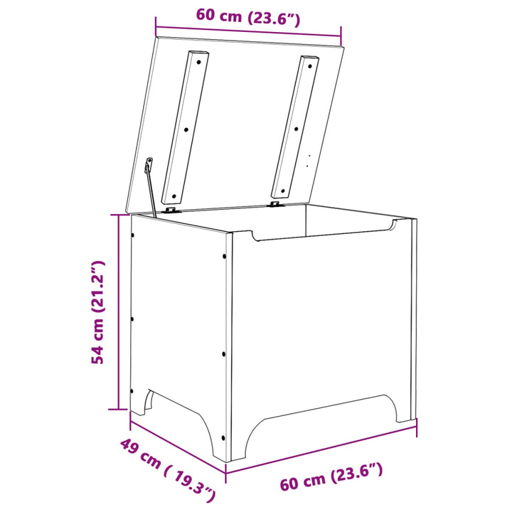 Opbergbox met deksel RANA 60x49x54 cm massief grenenhout