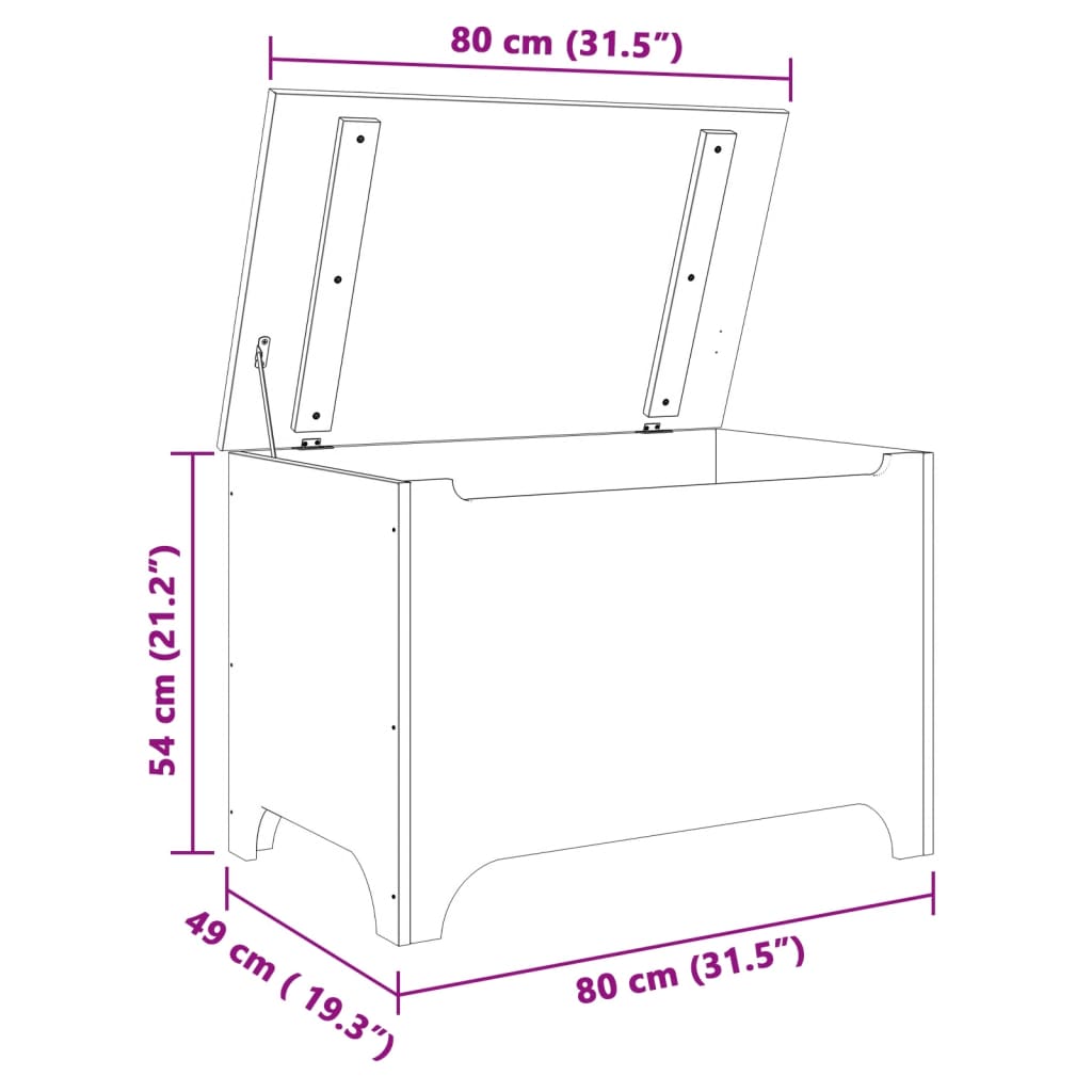 Opbergbox met deksel RANA 80x49x54 cm massief grenenhout