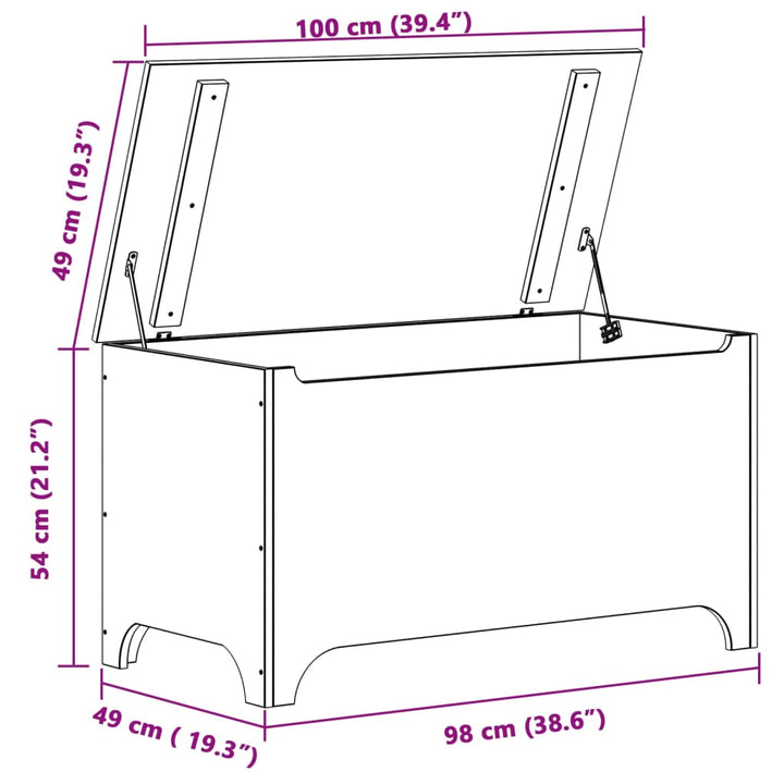 Opbergbox met deksel RANA 100x49x54 cm massief grenenhout