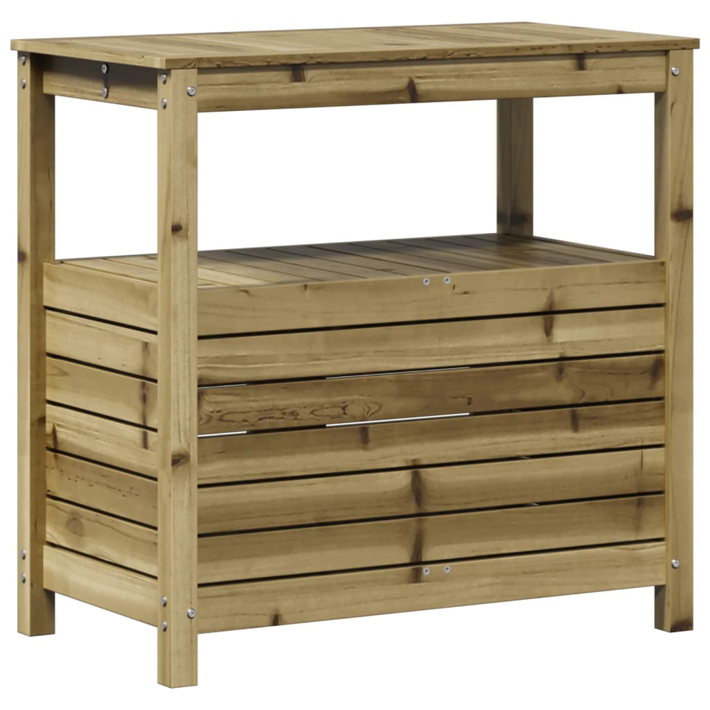 Oppottafel met schappen 82,5x45x81 cm geïmpregneerd hout