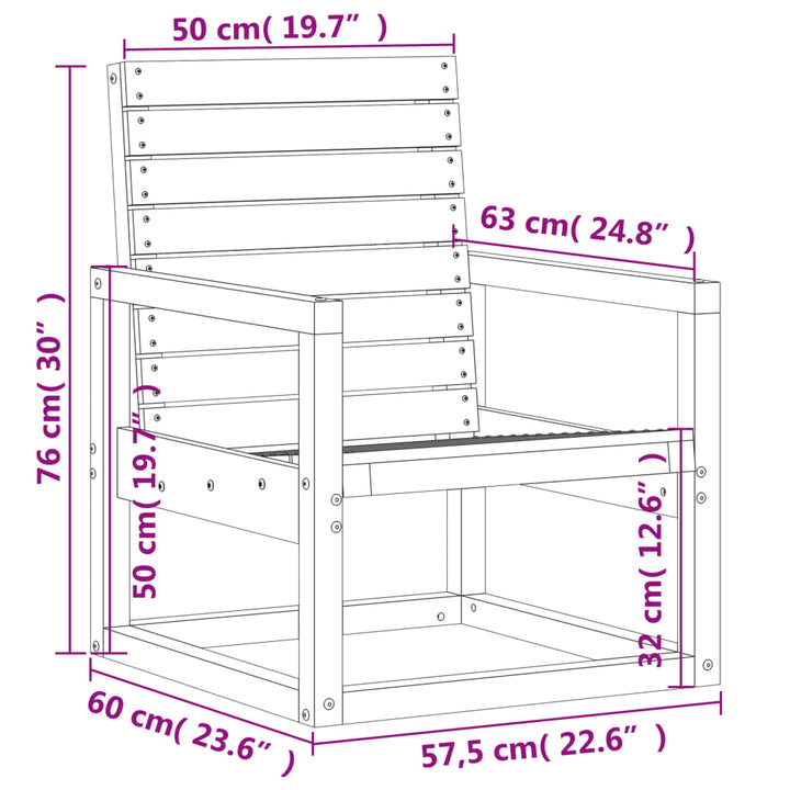 Tuinstoel 57,5x63x76 cm massief grenenhout