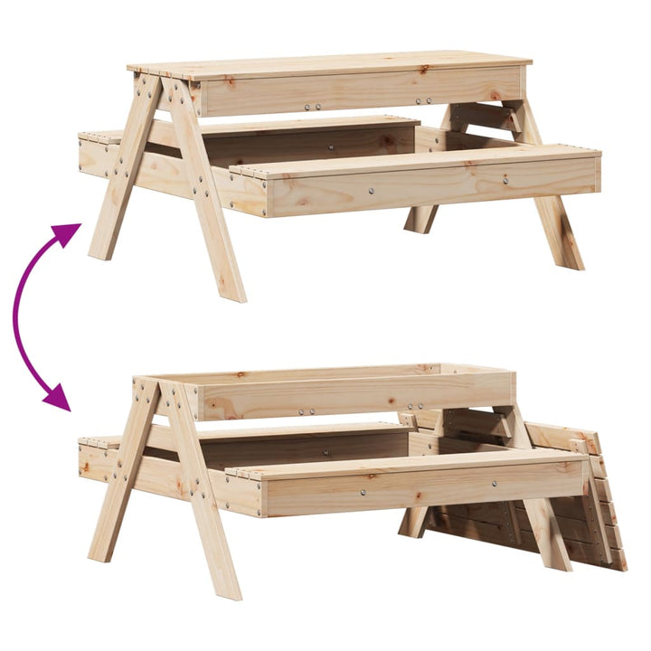 Picknicktafel met zandbak voor kinderen massief grenenhout