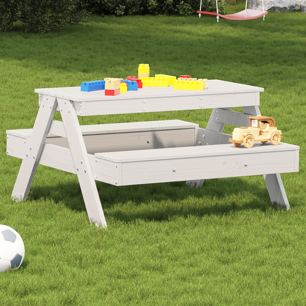 Picknicktafel voor kinderen 88x97x52 cm massief grenenhout wit