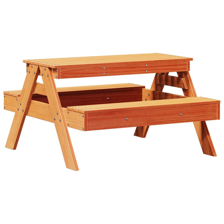 Picknicktafel voor kinderen 88x97x52 cm grenenhout wasbruin