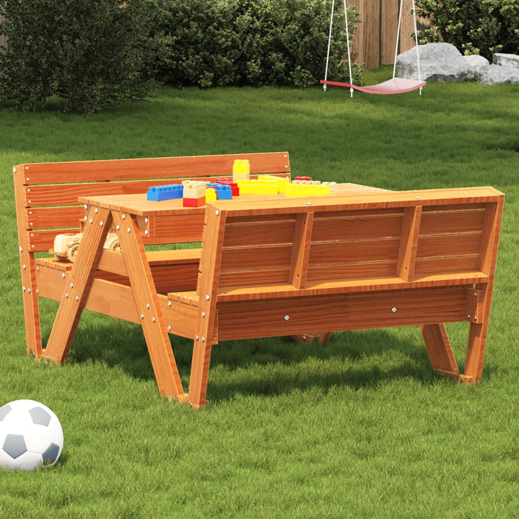 Picknicktafel voor kinderen 88x122x58 cm grenenhout wasbruin