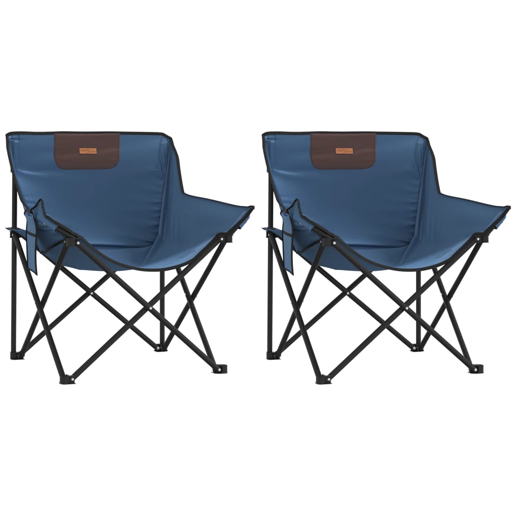 Campingstoelen 2 st met inklapbaar blauw