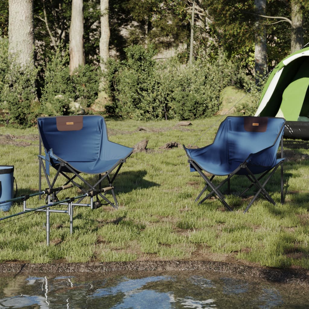 Campingstoelen 2 st met inklapbaar blauw