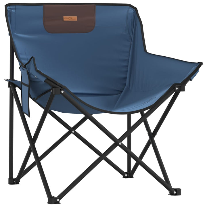 Campingstoelen 2 st met inklapbaar blauw